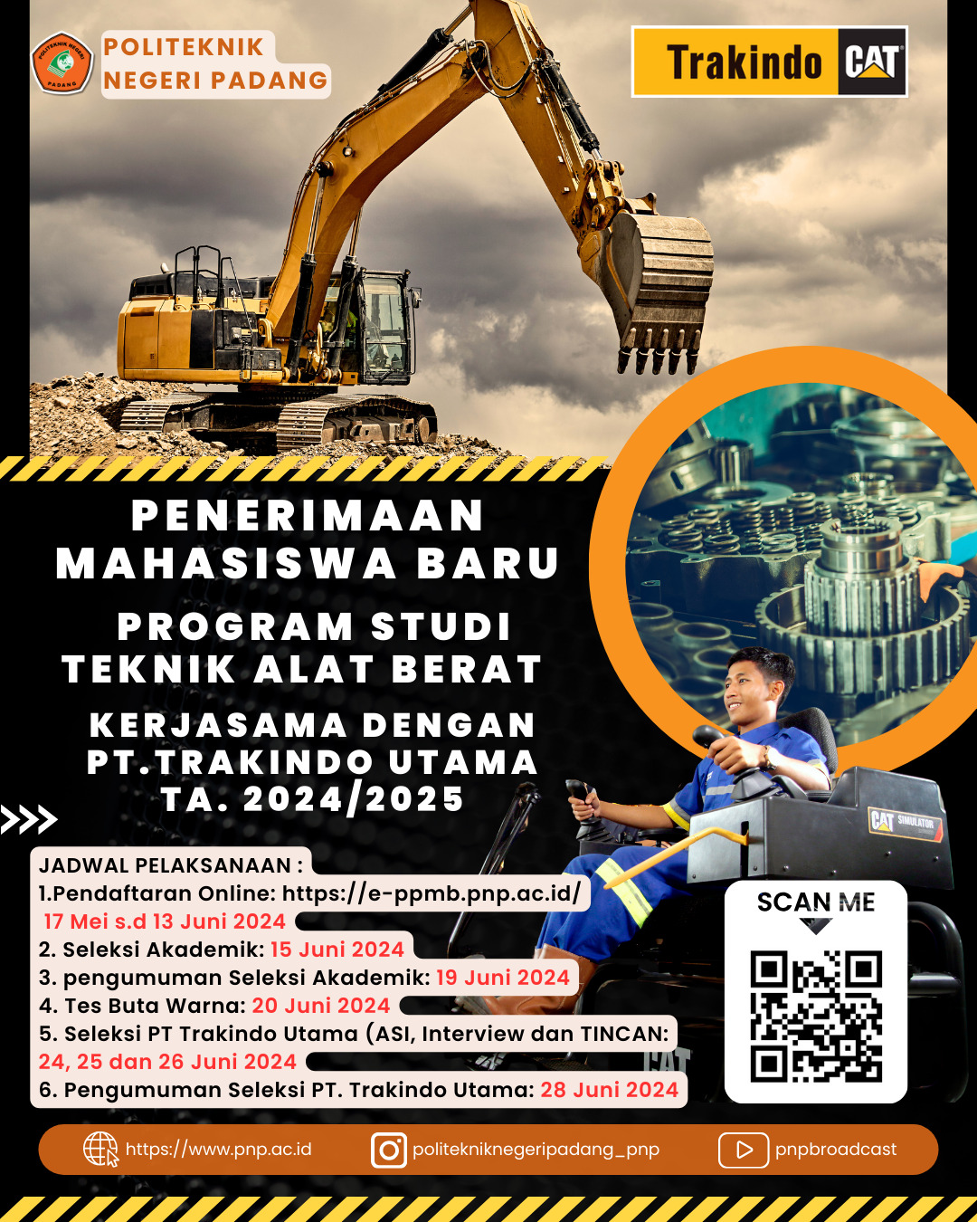 Penerimaan Mahasiswa Baru Prodi Teknik Alat Berat Kelas Kerjasama PT Trakindo Utama TA 2024-2025