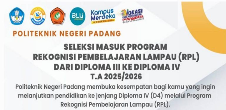 PENERIMAAN MAHASISWA BARU PROGRAM REKOGNISI PEMBELAJARAN LAMPAU (RPL) POLITEKNIK NEGERI PADANG TAHUN AKADEMIK 2025/2026